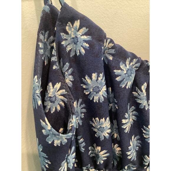 Vtg Milkmaid Mini Dress Size M Medium Blue Ditsy Floral Y2K 90s Daisy Date Night - Picture 9 of 12
